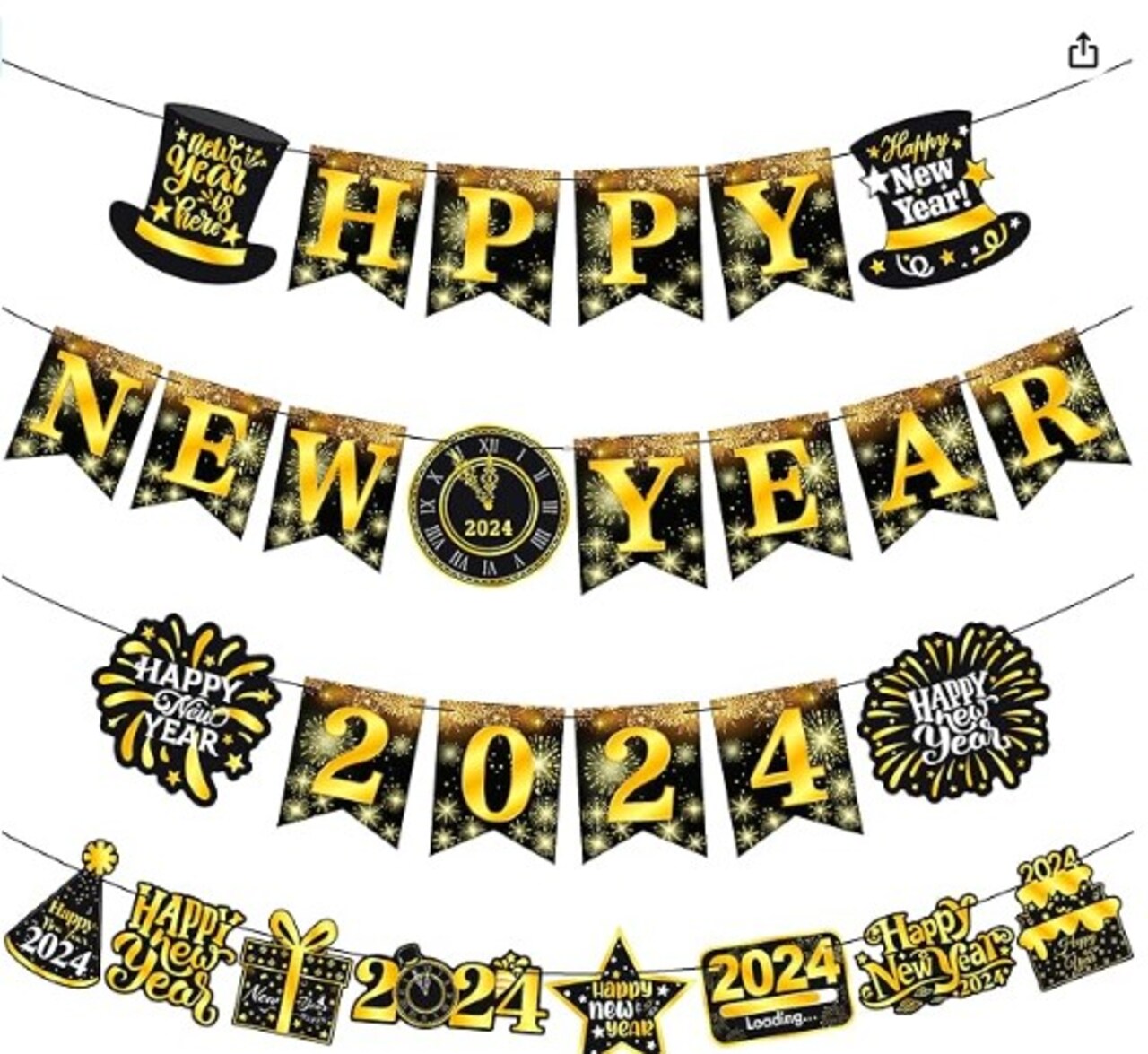 2024 New Year Party Decorations Party Supplies Black Gold Party Banner